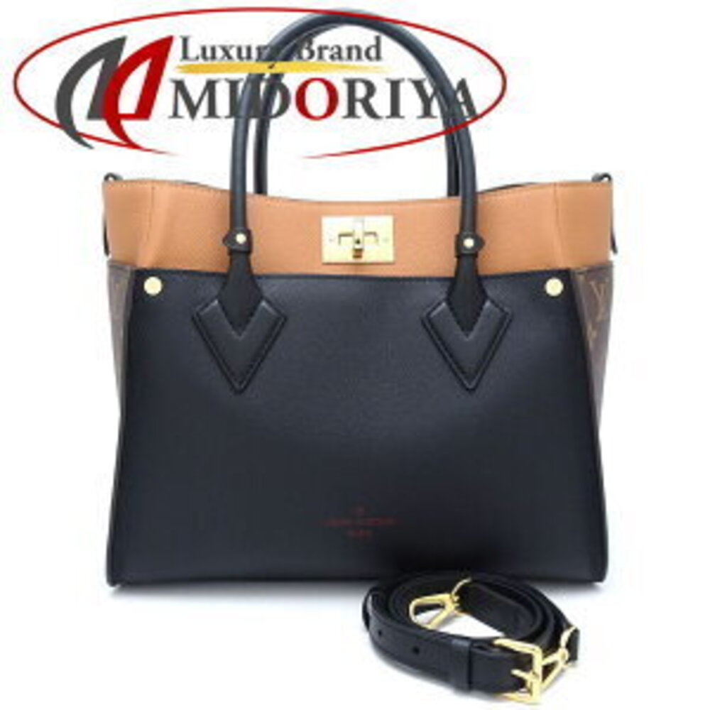 LOUIS VUITTON Monogram Calfskin On My Side Bag Noir Black Brown